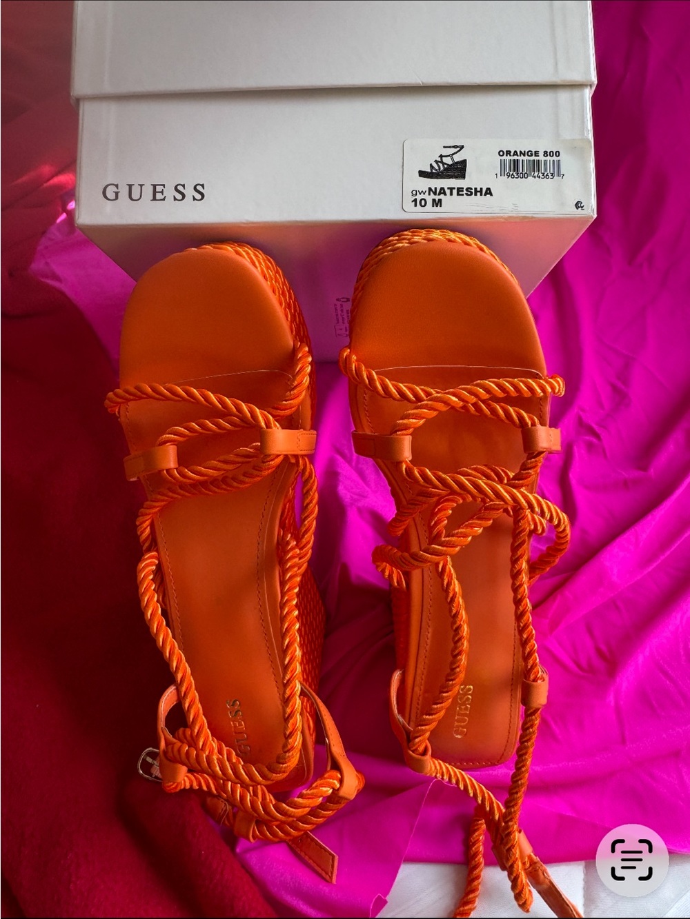 Guess Orange Rope Wedge Sandals - Picture 2 of 4